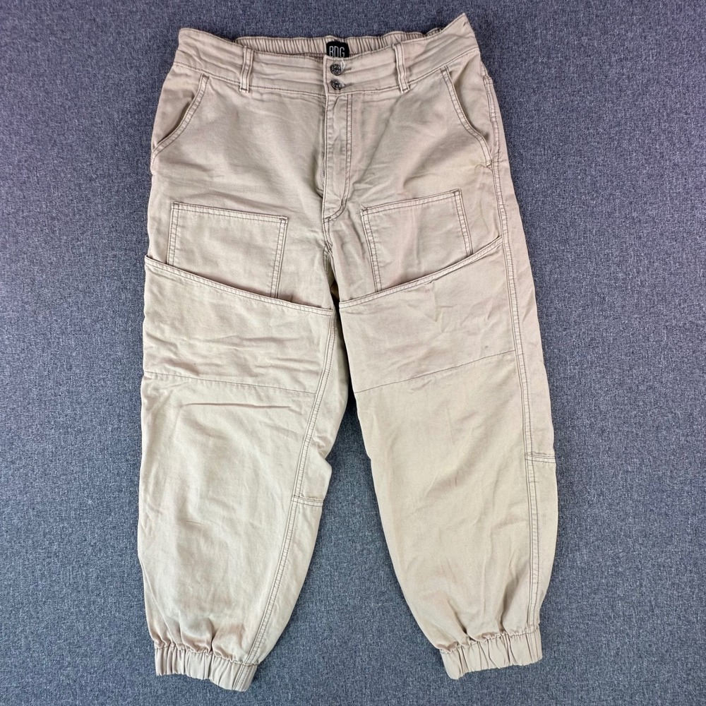 BDG Jogger Pants Womens L Utility Cargo Khaki Paneled Cotton Canvas